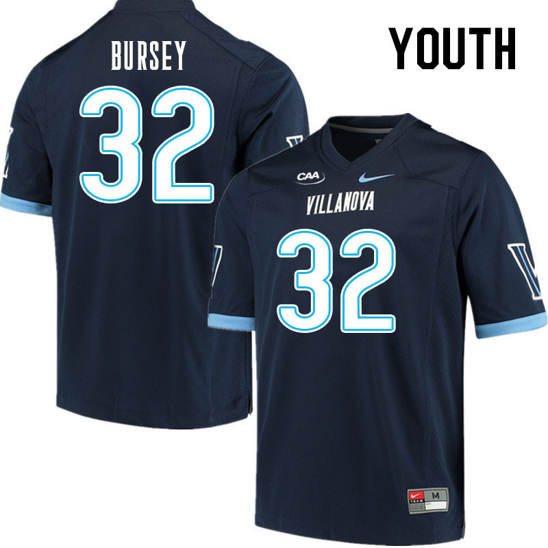 Youth #32 Omari Bursey Villanova Wildcats College Football Jerseys Stitched Sale-Navy